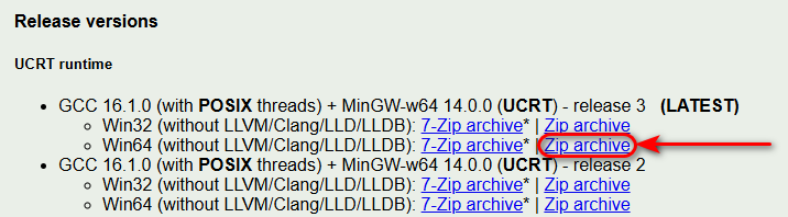 WinLibs GCC Download Link