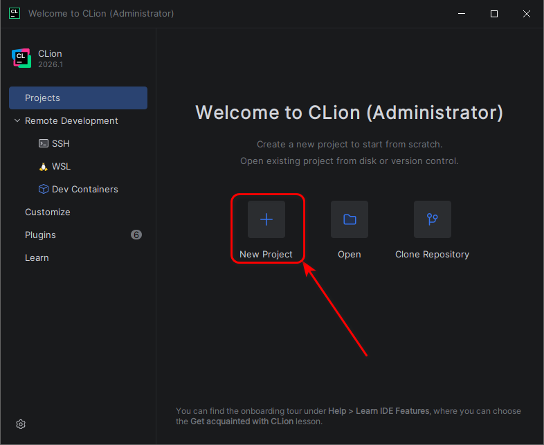 Click a new project button