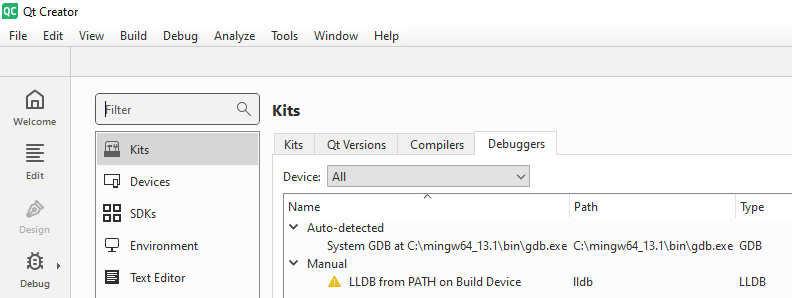 Verifying Auto-detected GDB Debugger